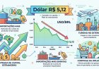 Dólar cai para R$ 5,12: menor valor em 21 meses impulsionado por fluxo estrangeiro